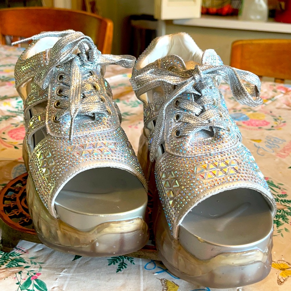 Anthony Wang silver Rainbow Platform Sandals